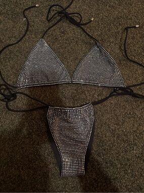 Sara Designs Rhinestone Brazilian Bikini NWOT